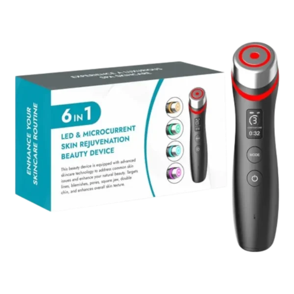 جهاز تجديد وشد البشرة 6 في 1 بتقنية LED والمايكروكارنت