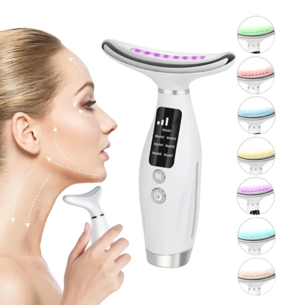 جهاز مساج الوجه والرقبة نيكومي 7 ألوان مع حرارة 45±5 درجة، أداة نحت متعددة الوظائف لشد البشرة وتحسين مرونتها