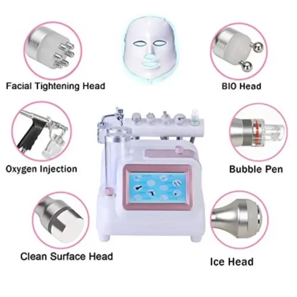 جهاز تنظيف البشرة بالهيدروجين والأكسجين 7 في 1 لتنظيف المسام وإزالة الرؤوس السوداء