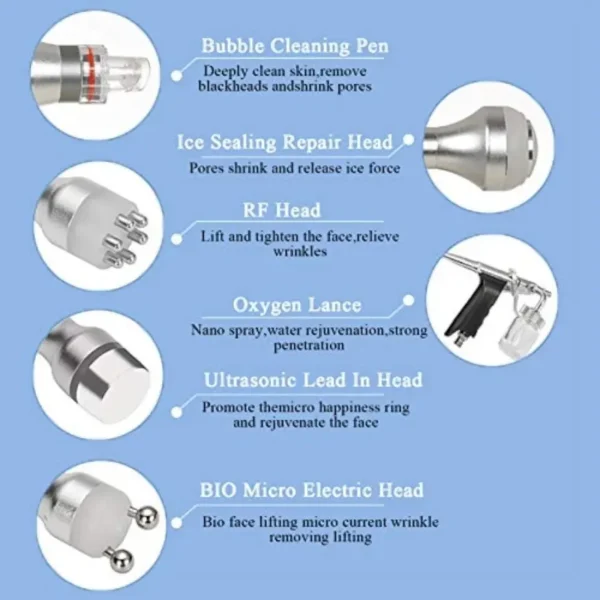 جهاز تنظيف البشرة بالهيدروجين والأكسجين 7 في 1 لتنظيف المسام وإزالة الرؤوس السوداء