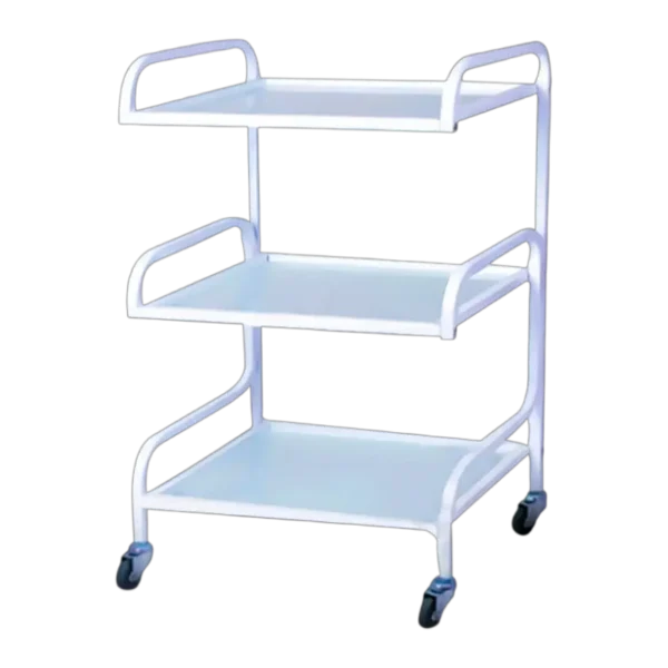 ترابيزة صالون متحركة 3 أدوار (ترولي أدوات) لصالونات التجميل والعيادات باللون الأبيض