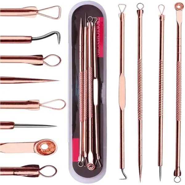 مجموعة ازالة الرؤوس السوداء 4 قطع ستانلس لتنظيف البشرة وازالة البثور وحب الشباب بسهولة