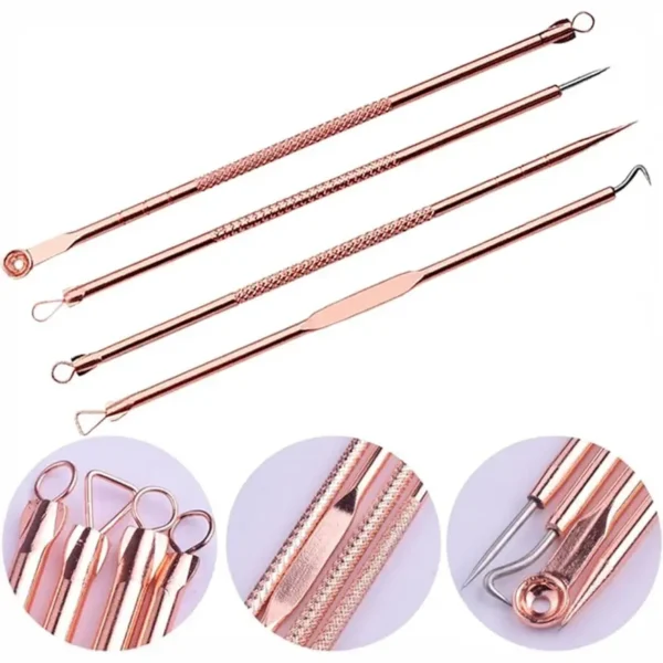 مجموعة ازالة الرؤوس السوداء 4 قطع ستانلس لتنظيف البشرة وازالة البثور وحب الشباب بسهولة