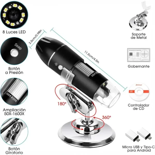 usb-digital-microscope-1600x-magnifier-2 ميكروسكوب رقمي USB محمول بقوة تكبير من 50X إلى 1600X لفحص بوردات الموبايل والإلكترونيات